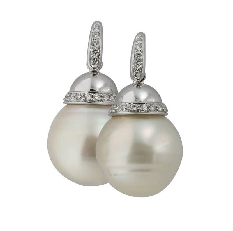 South Sea Pearl and Diamond Drop Earrings