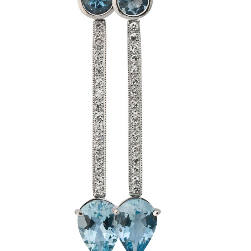 Aquamarine and Diamond Drop Earrings