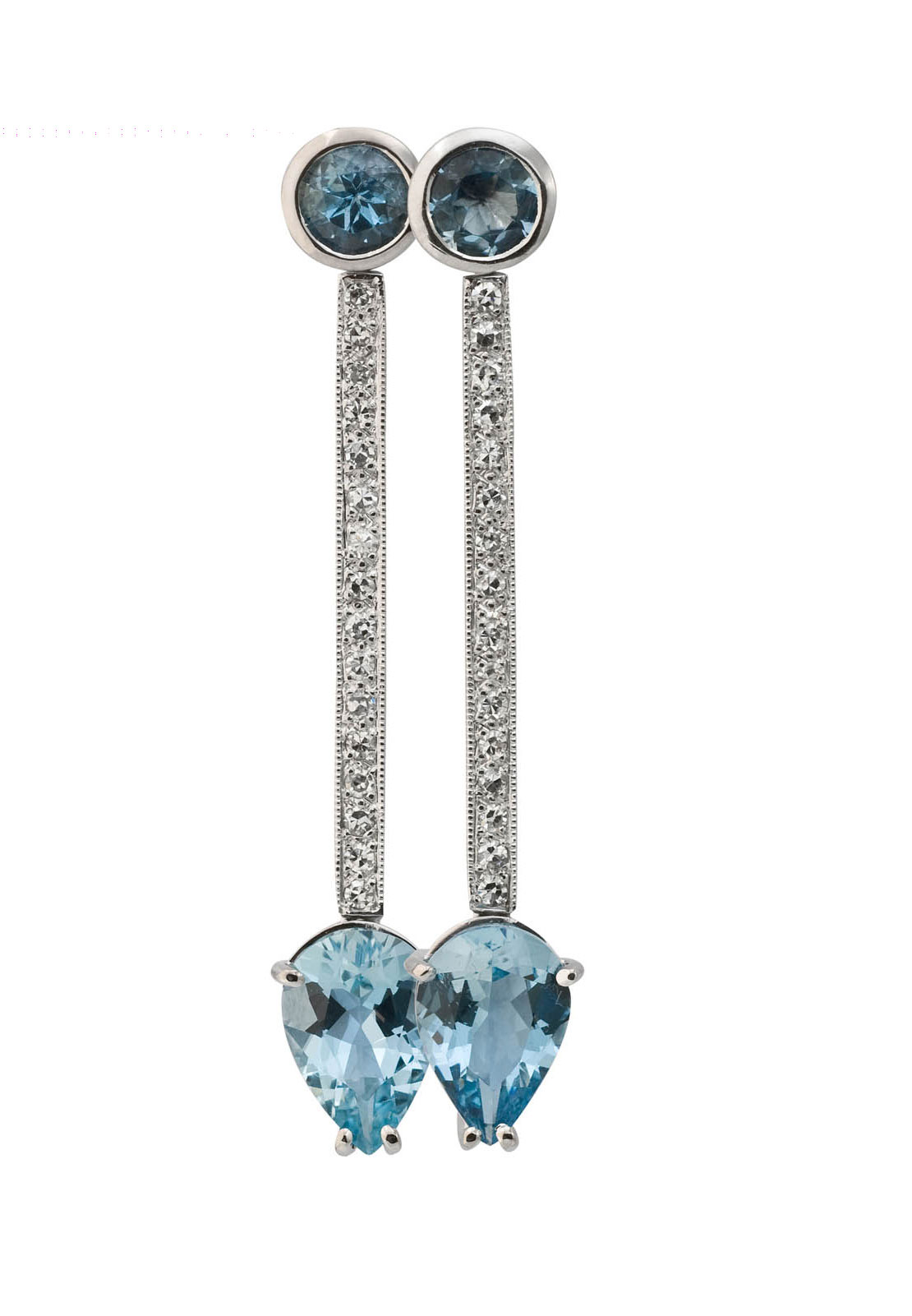 Aquamarine and Diamond Drop Earrings
