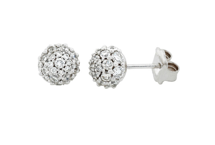 Pave Diamond Ball Stud Earrings (1.81cts)