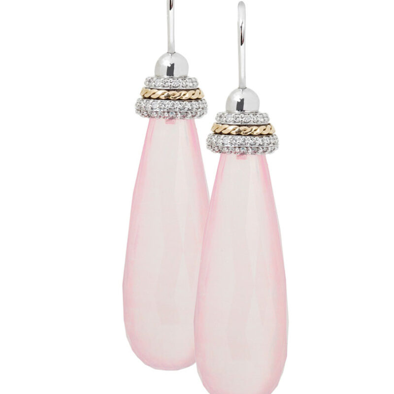Pink Tourmaline and Diamond Drop Earrings