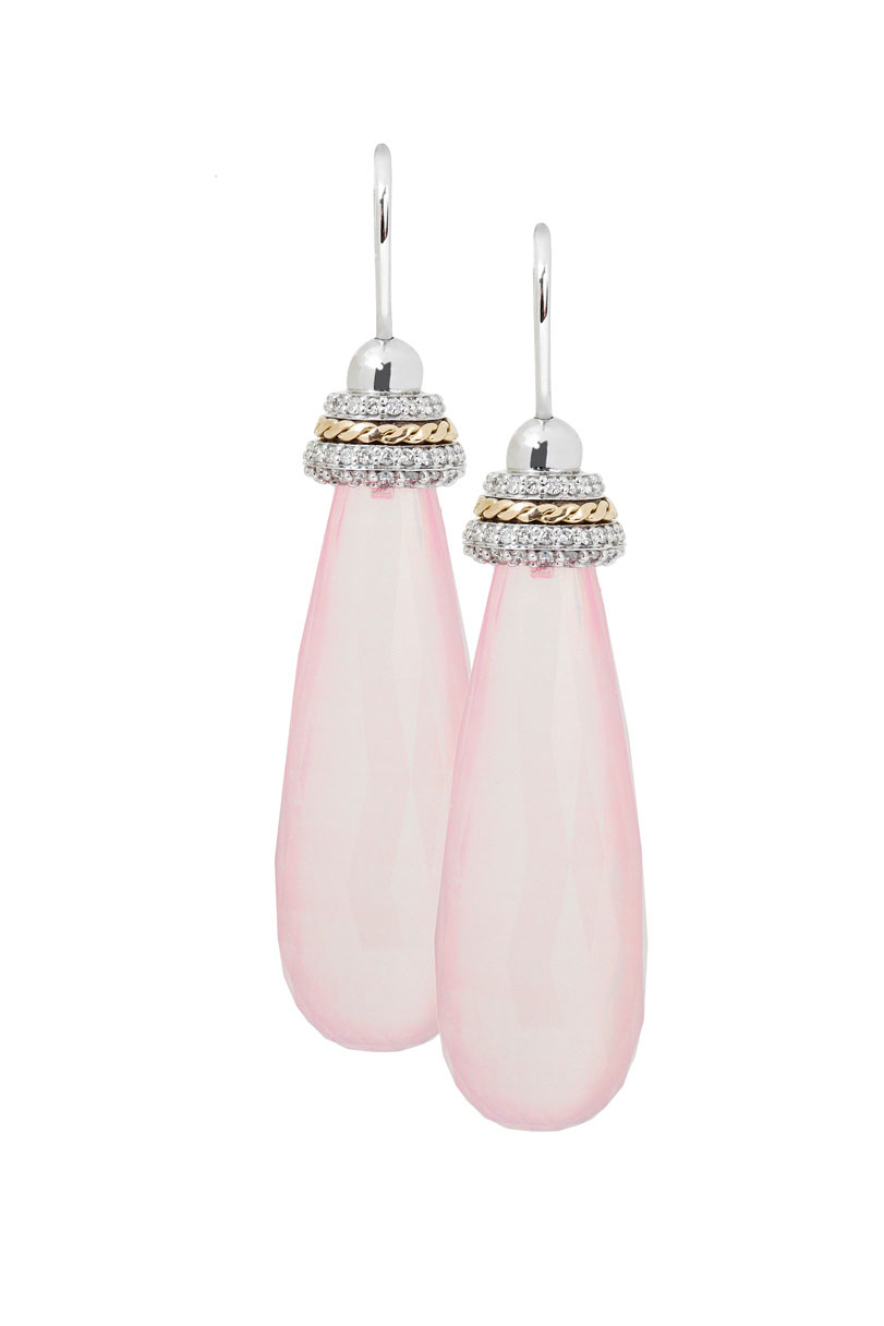 Pink Tourmaline and Diamond Drop Earrings