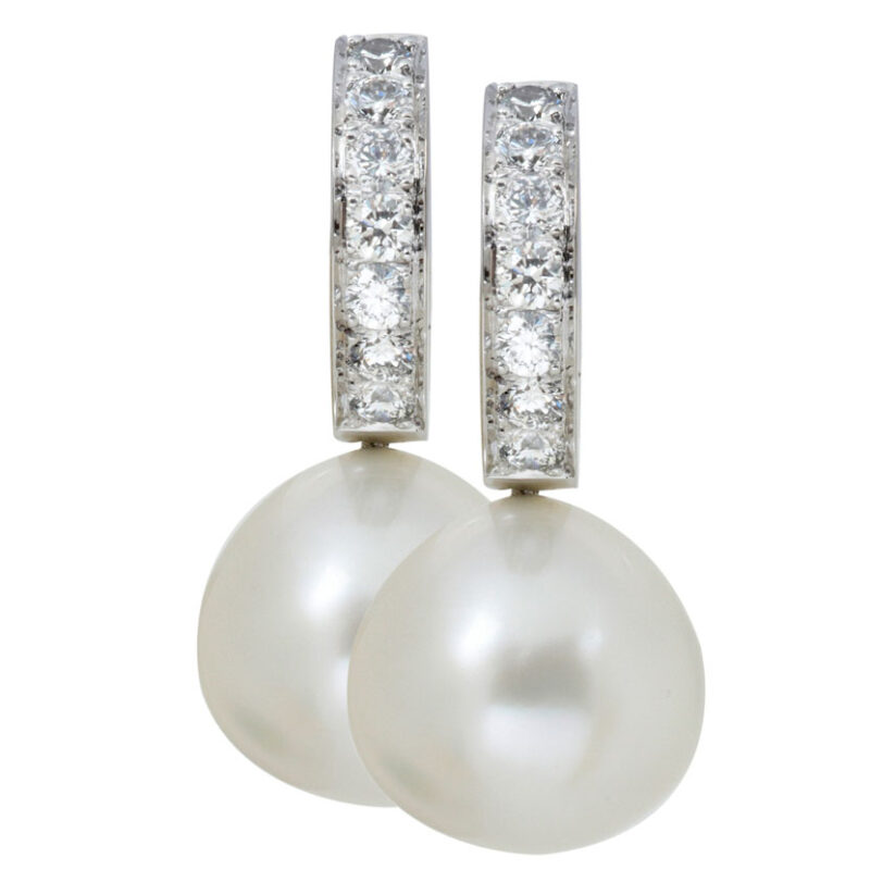 Keshi Pearl and Diamond Drop Earrings
