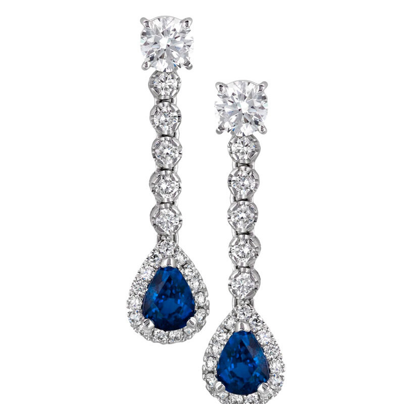 Australian Sapphire and Diamond Drop Earrings