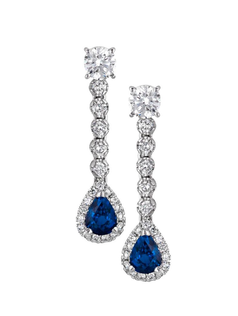 Australian Sapphire and Diamond Drop Earrings