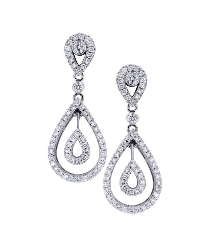 Diamond Set Vintage Drop Earrings