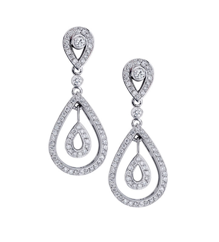 Diamond Set Vintage Drop Earrings