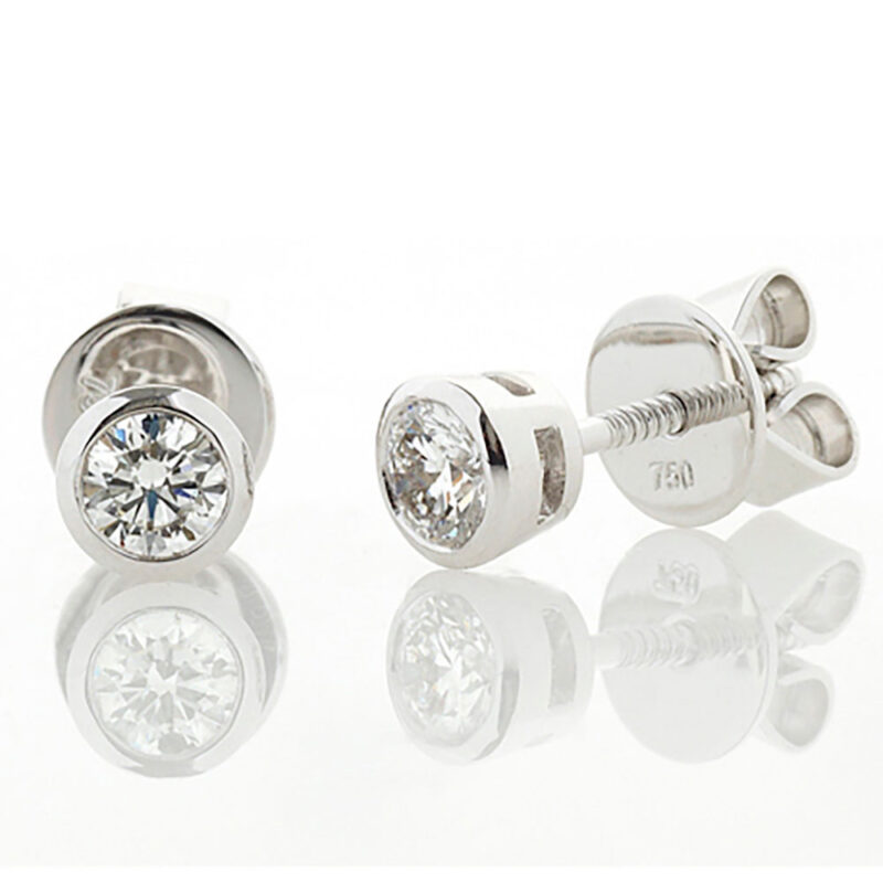 Bezel Set Diamond Stud Earrings