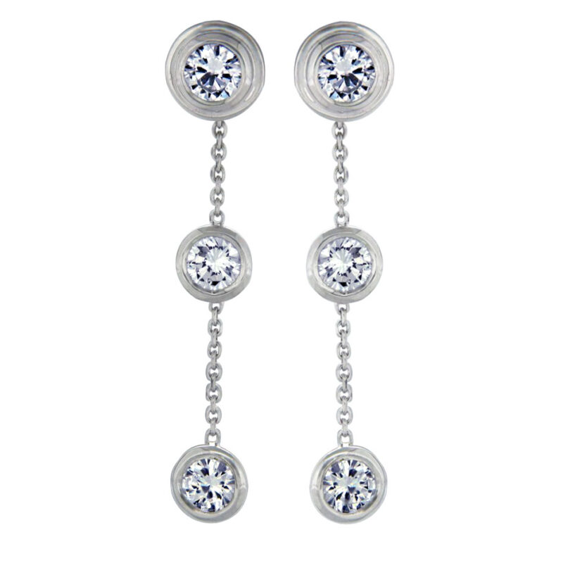 Bezel Diamond Drop Earrings