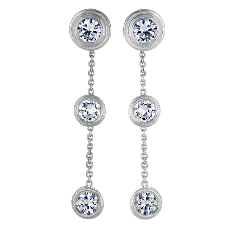 Bezel Diamond Drop Earrings