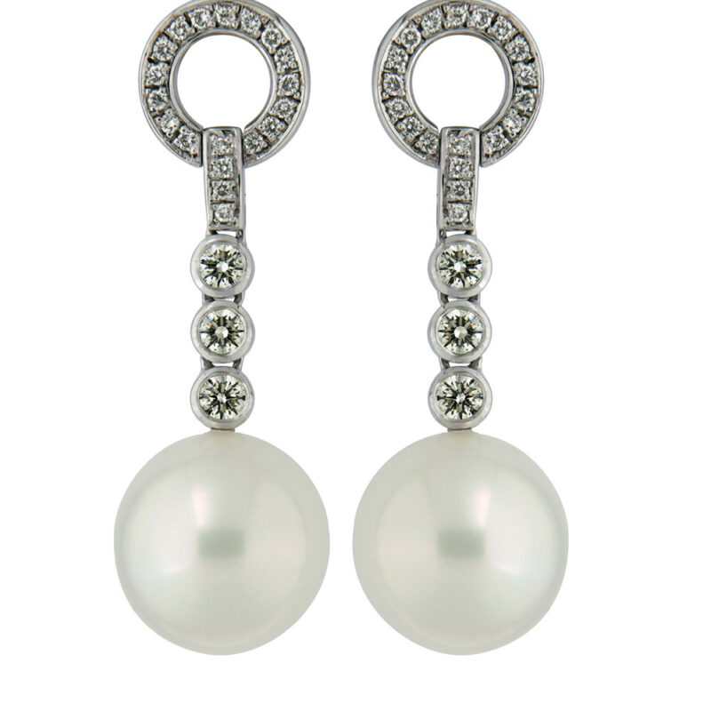 South Sea Pearl and Diamond Drop Earrings