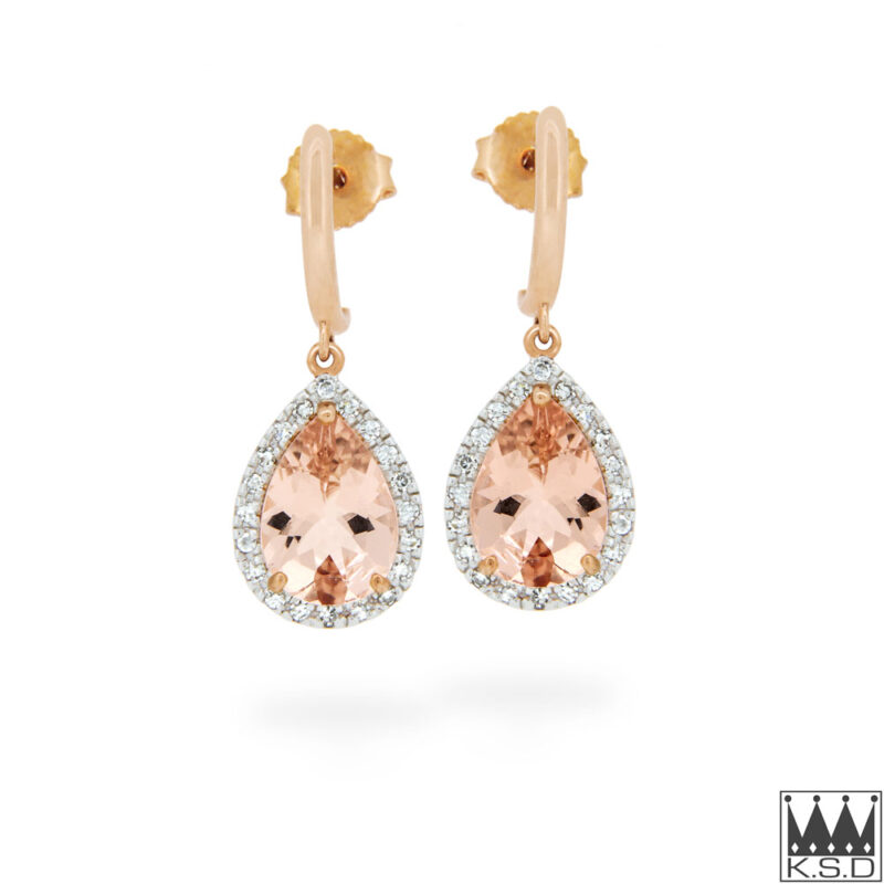 Moragnite and Diamond Rose Gold Earrings
