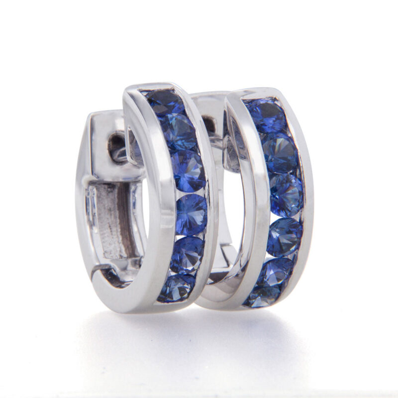 Sapphire and White Gold Huggy Earrings