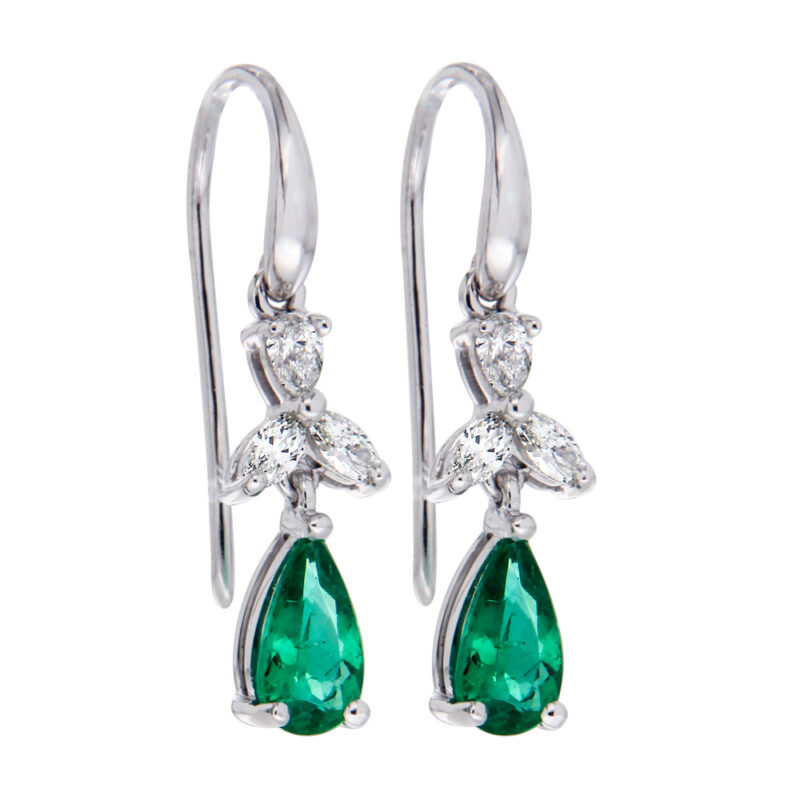 Emerald and Diamond Drop Earrings
