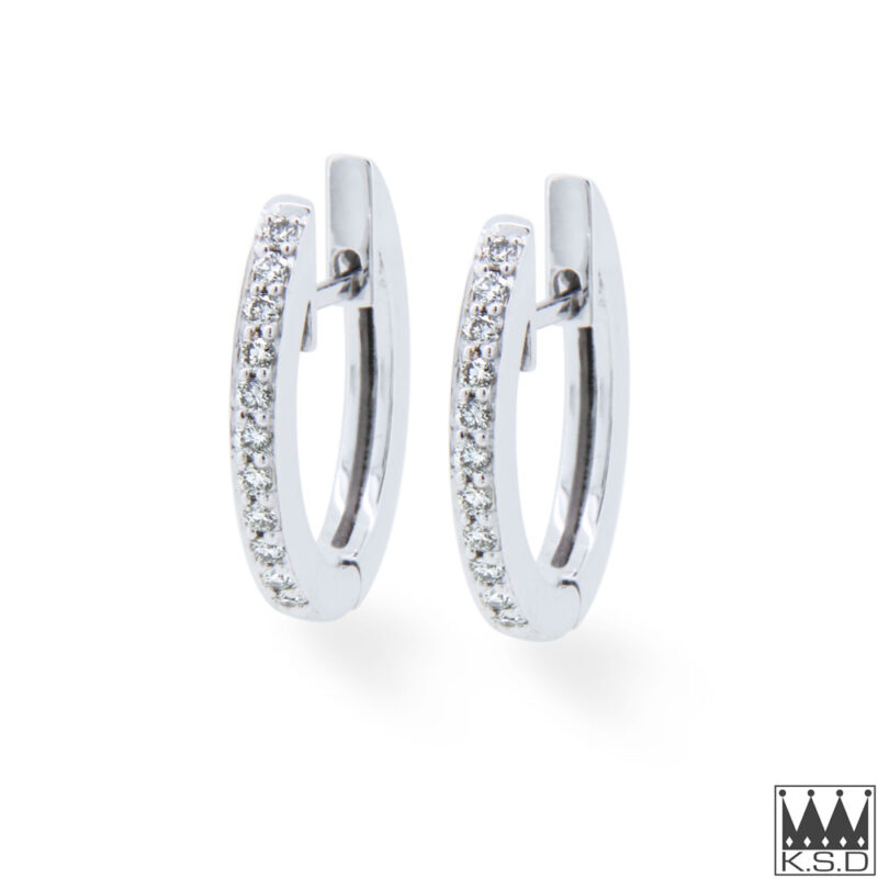Diamond Set Gold Huggy White Gold Earrings