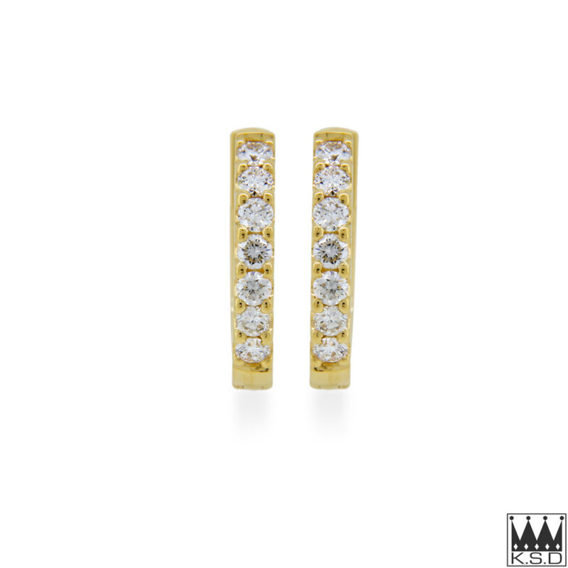 Diamond Set Yellow Gold Huggy Earrings
