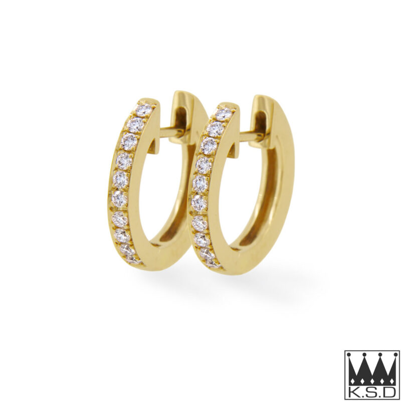 Diamond Set Yellow Gold Huggy Earrings