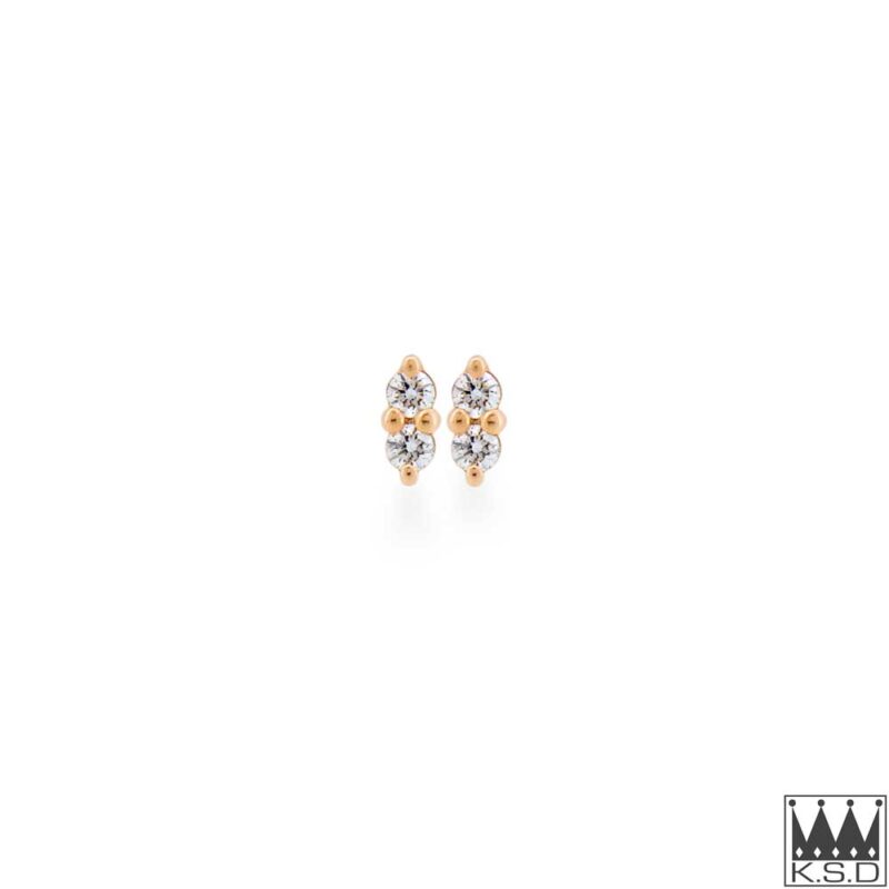 Double Diamond Stud Rose Gold Earrings