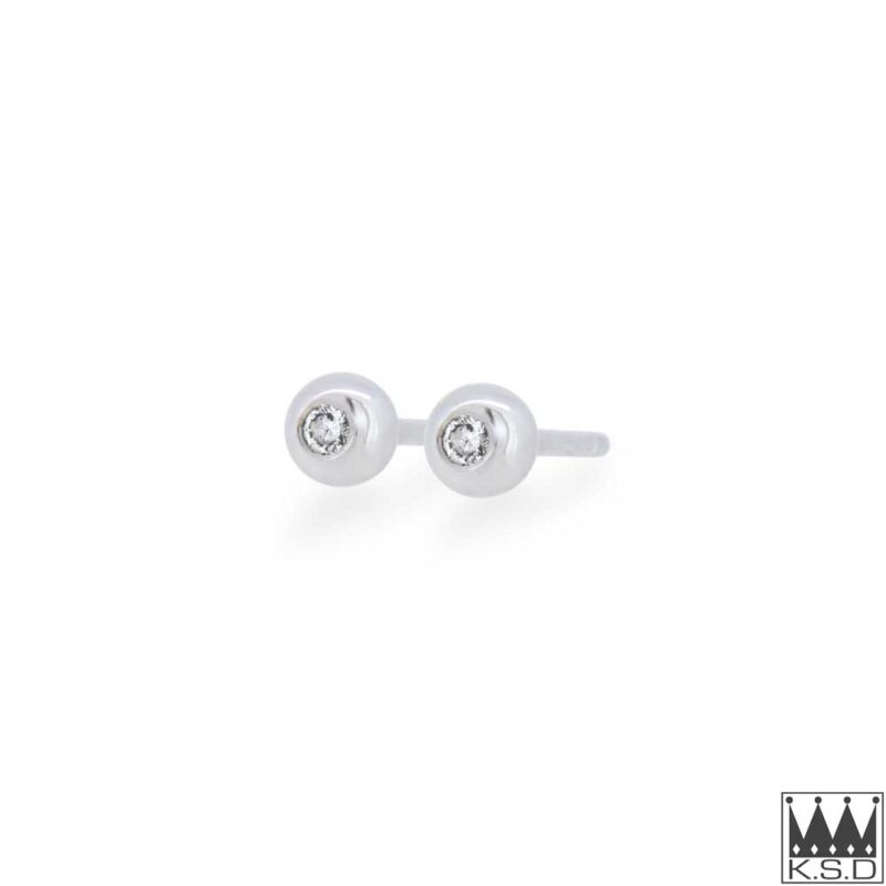 White Gold and Diamond Set Ball Stud Earrings
