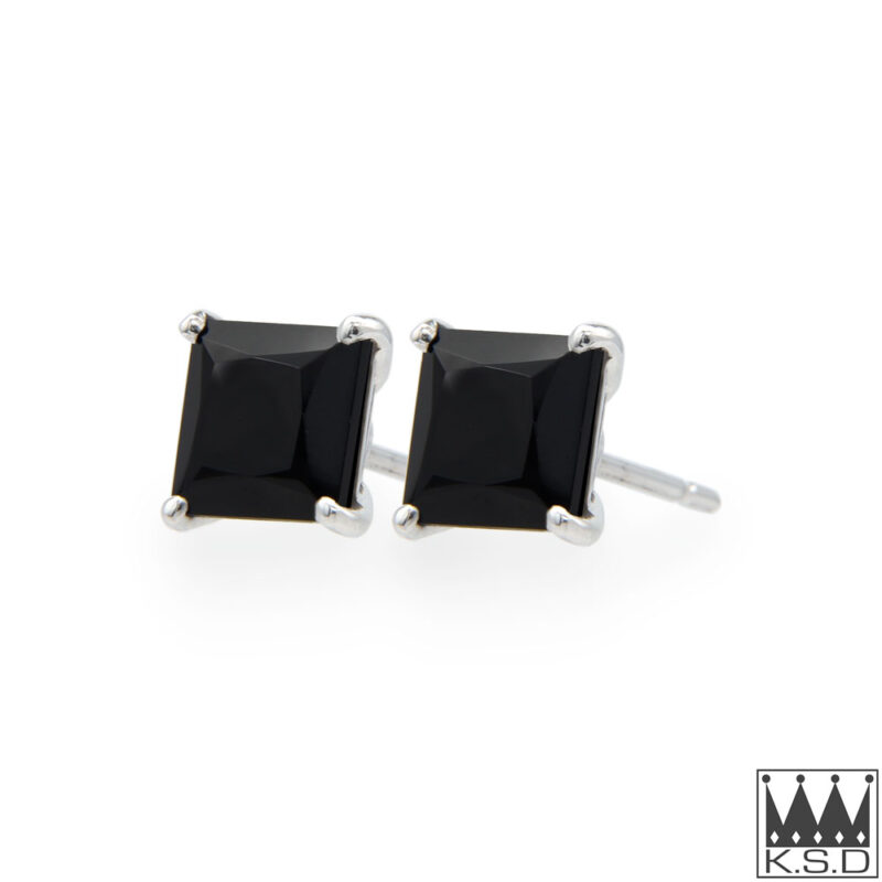 Black Spinel Gold Stud Earrings