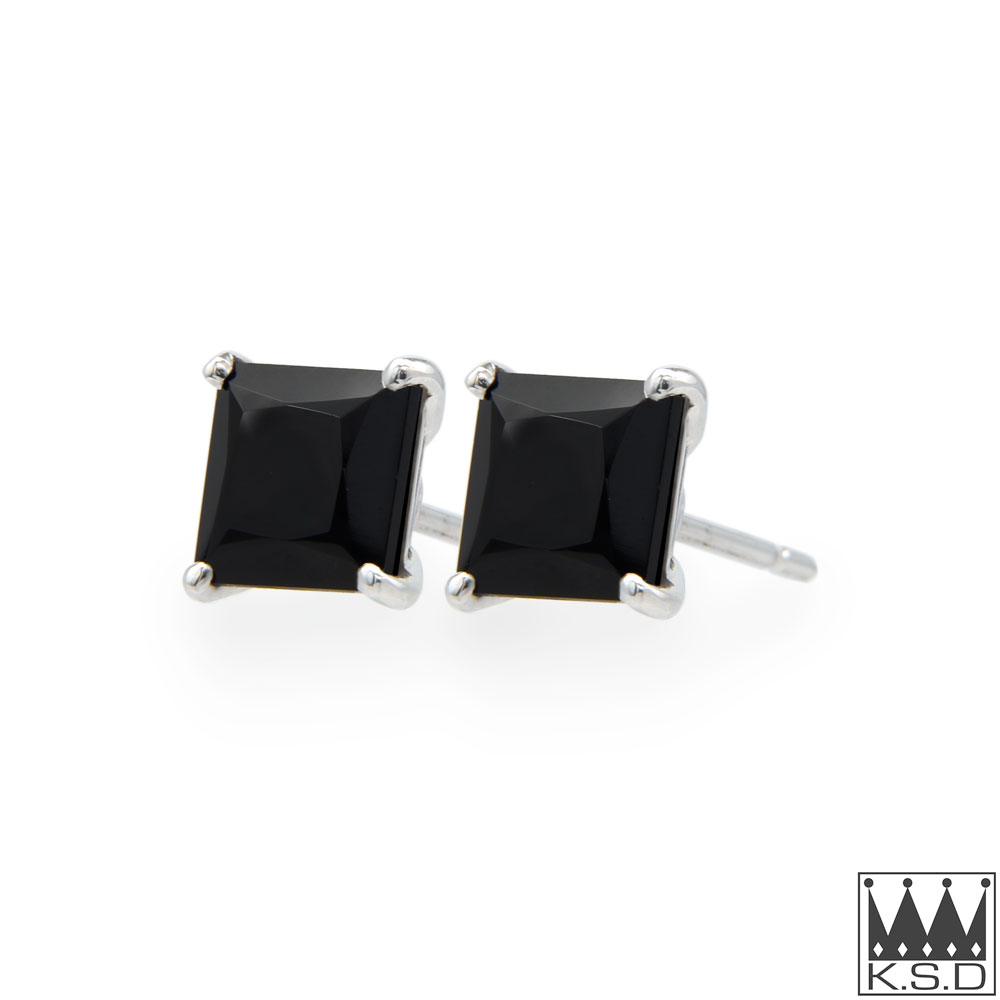 Black Spinel Gold Stud Earrings