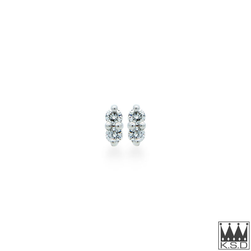 Double Diamond Stud White Gold Earrings