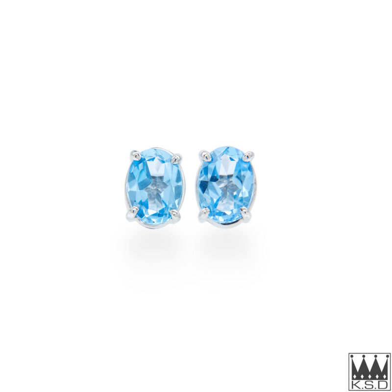 Oval Aquamarine Gold Stud Earrings
