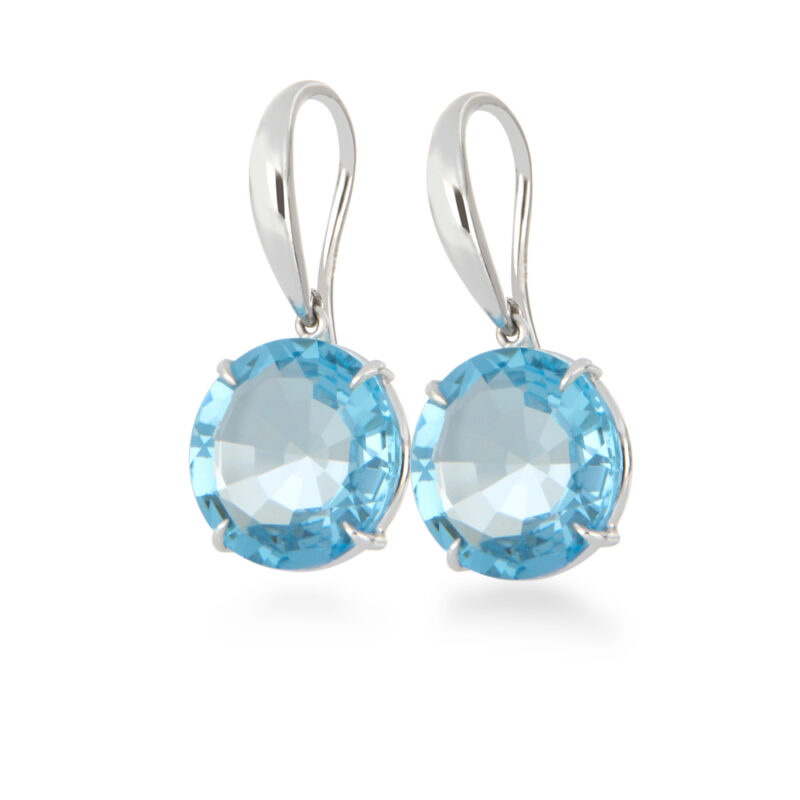 Swiss Blue Topaz Gold Drop Earrings
