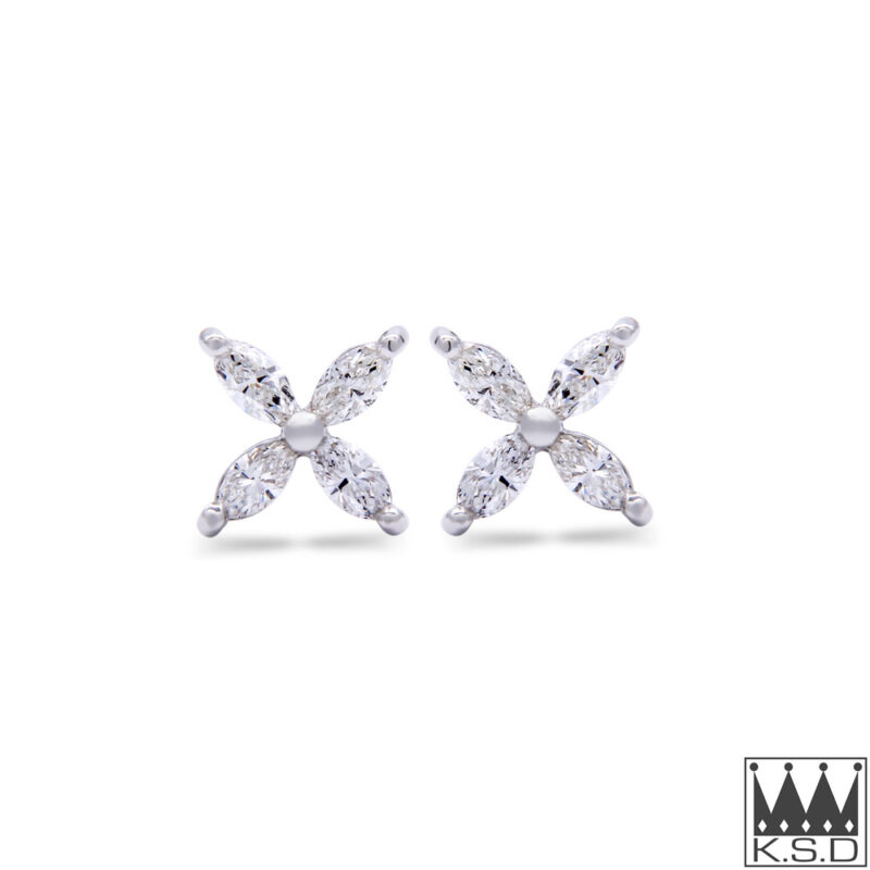 Marquise Diamond Stud Gold Earrings