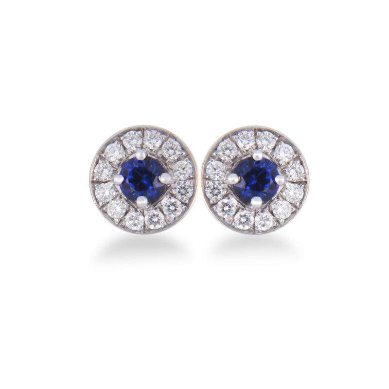 Sapphire and Diamond Halo Stud Earrings