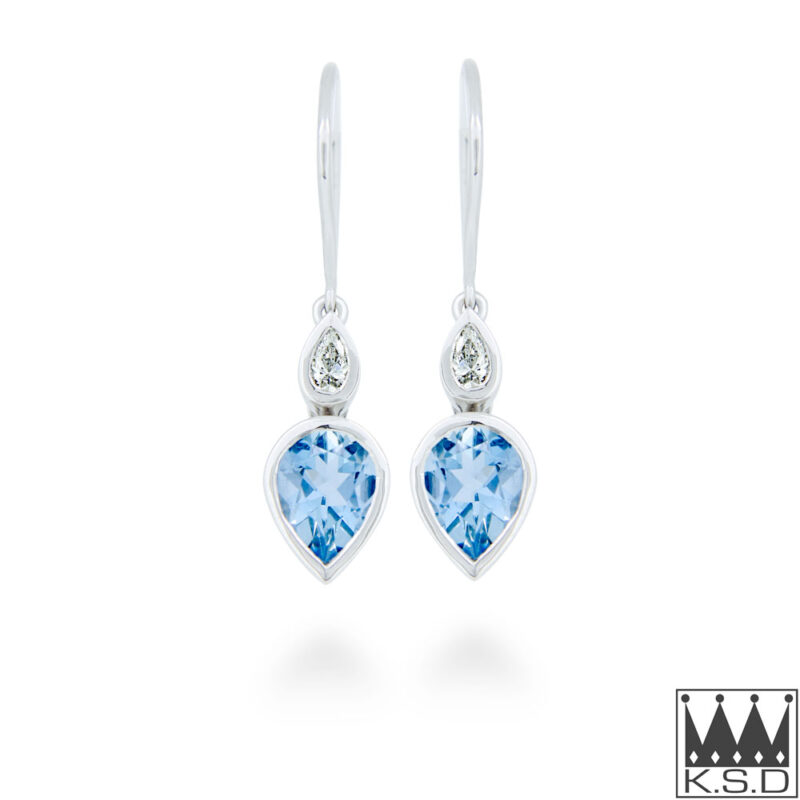 Aquamarine and Diamond Drop earrings