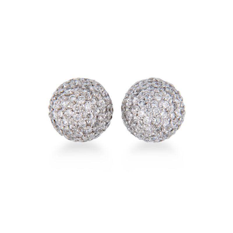 Pave Diamond Ball Stud Earrings (1.28cts)