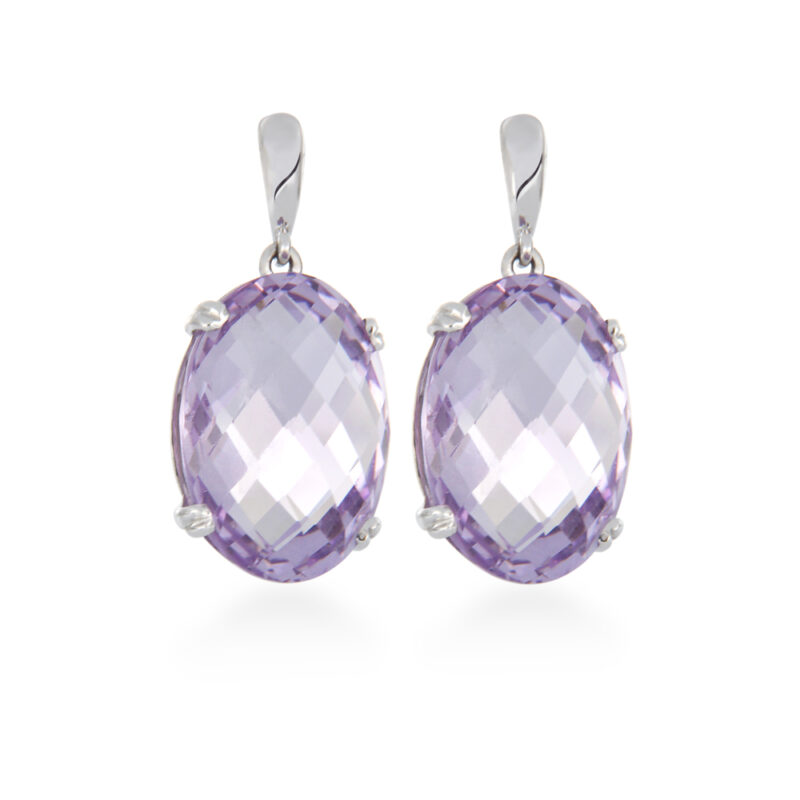 Pink Amethyst Drop Gold Drop Earrings