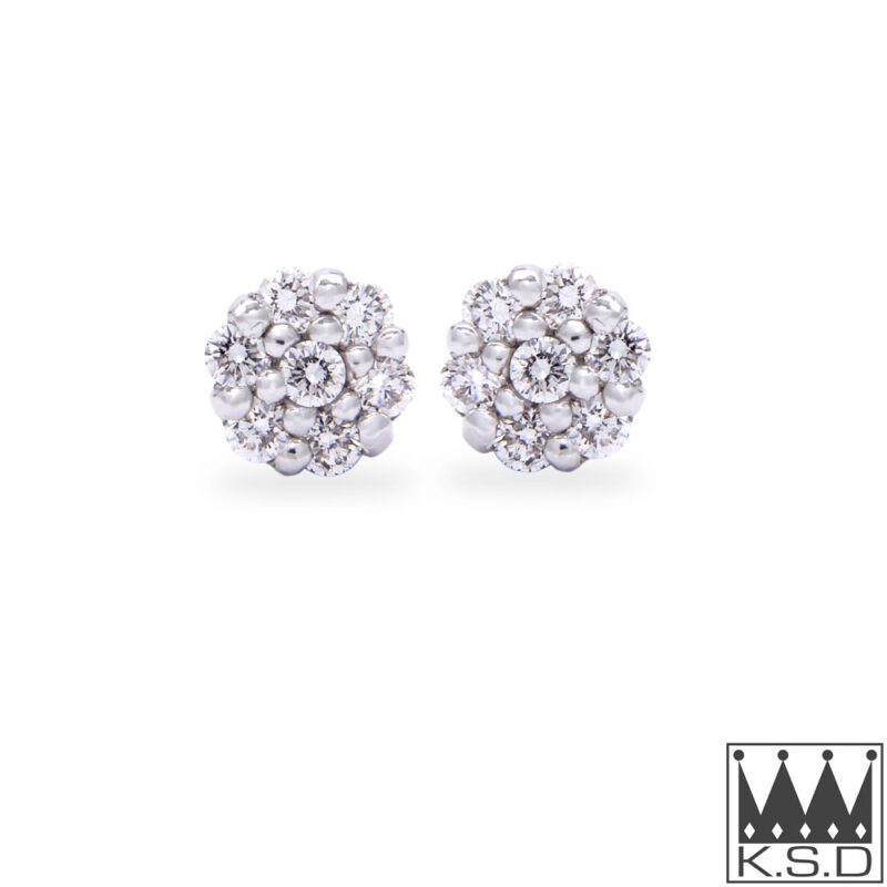 Pave Set Diamond Stud Earrings
