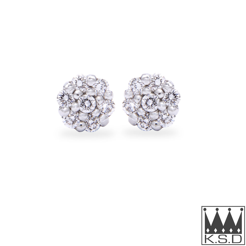 Pave Set Diamond Stud Earrings