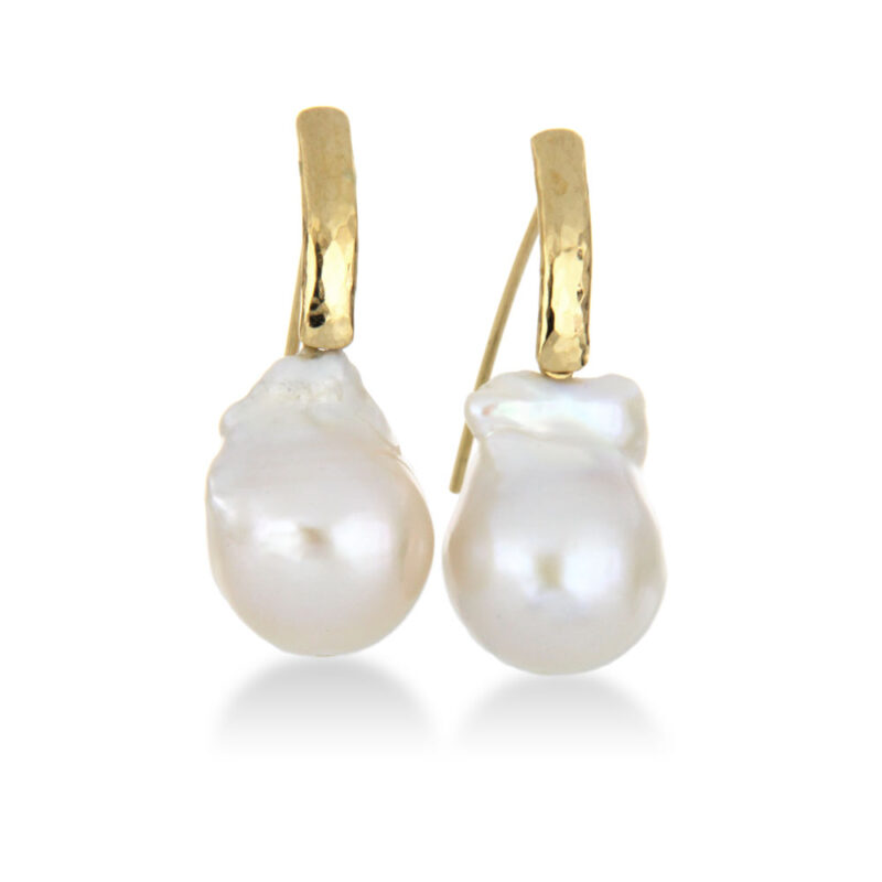 Baroque Pearl Gold Drop Earrings