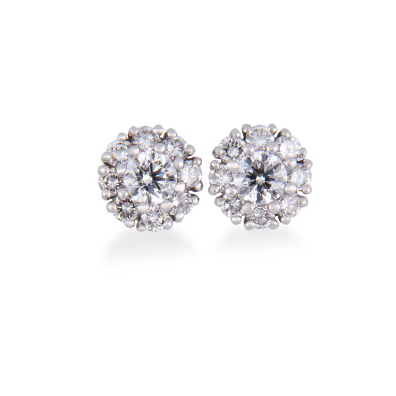 Diamond Halo Gold Stud Earrings