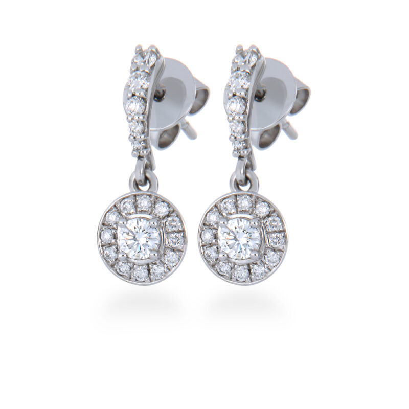 Diamond Halo Drop Earrings