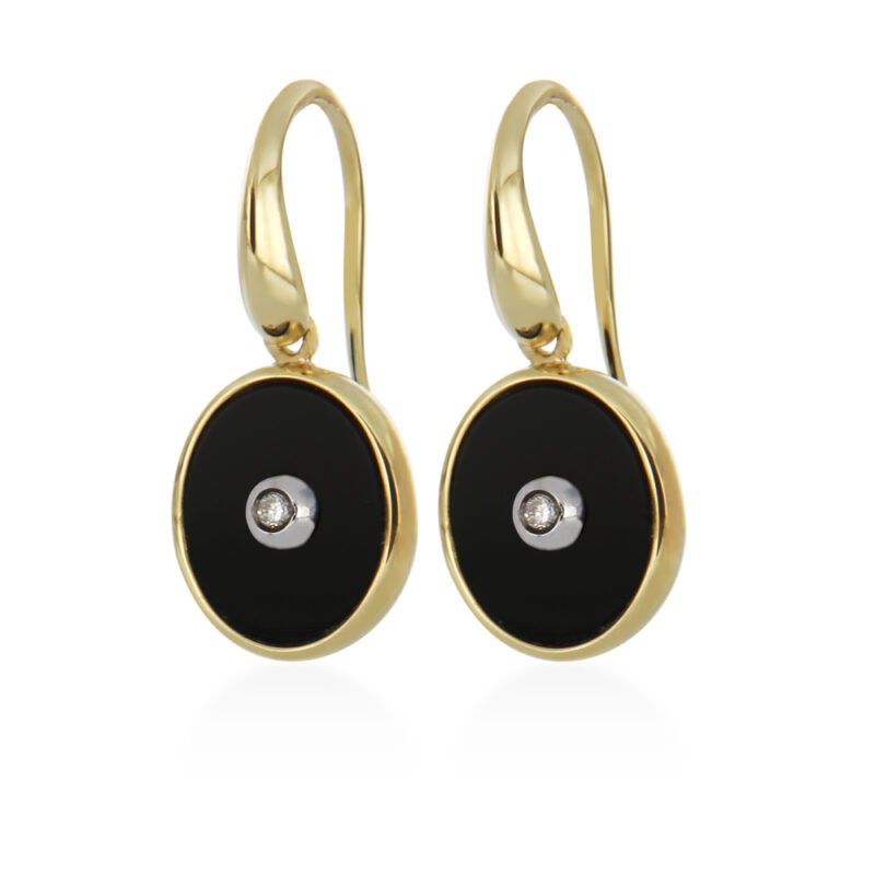 Onyx and Diamond Drop Earrings